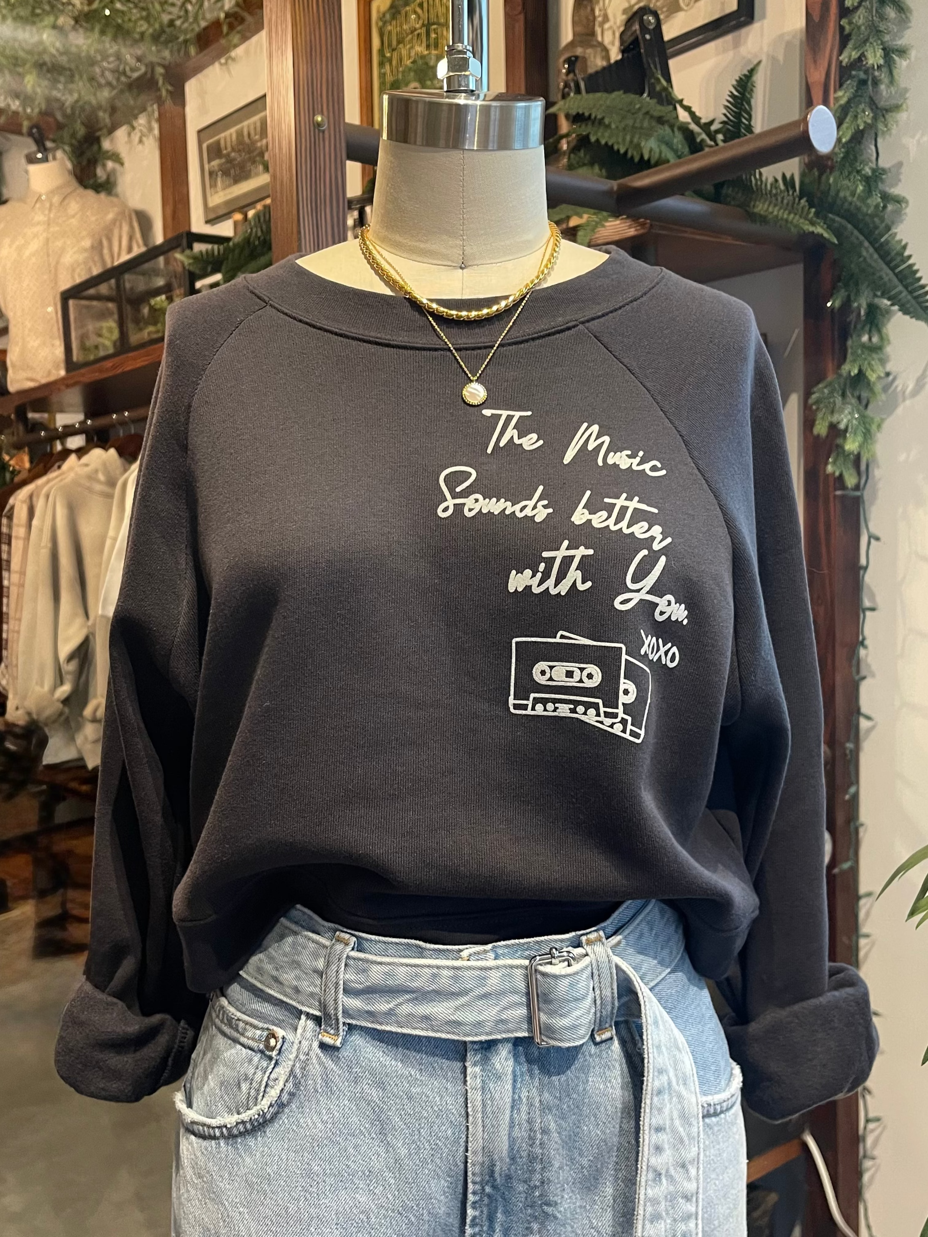 Music Sounds Better Crop Sweatshirt
