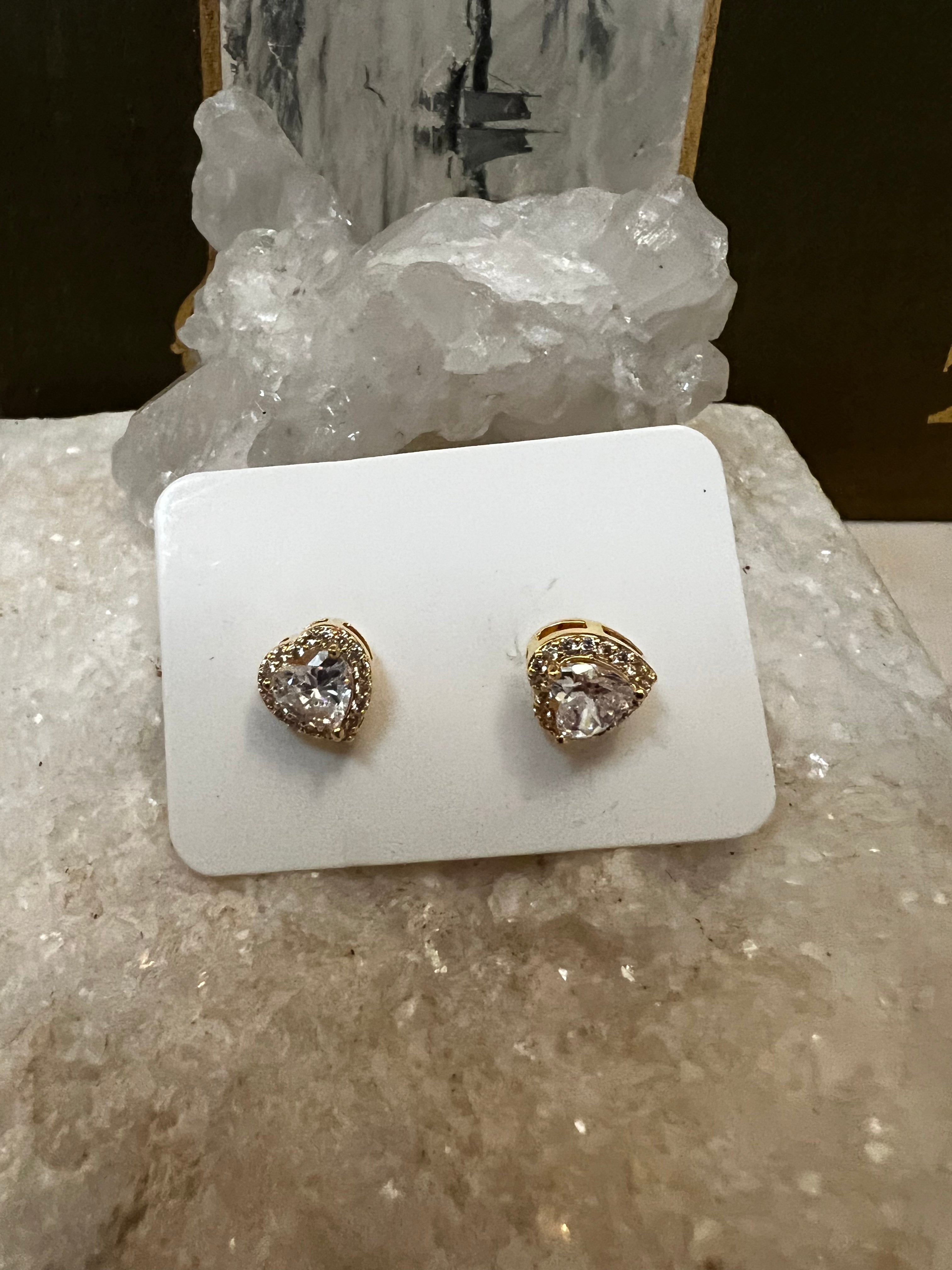 Diamond Heart Big Studs