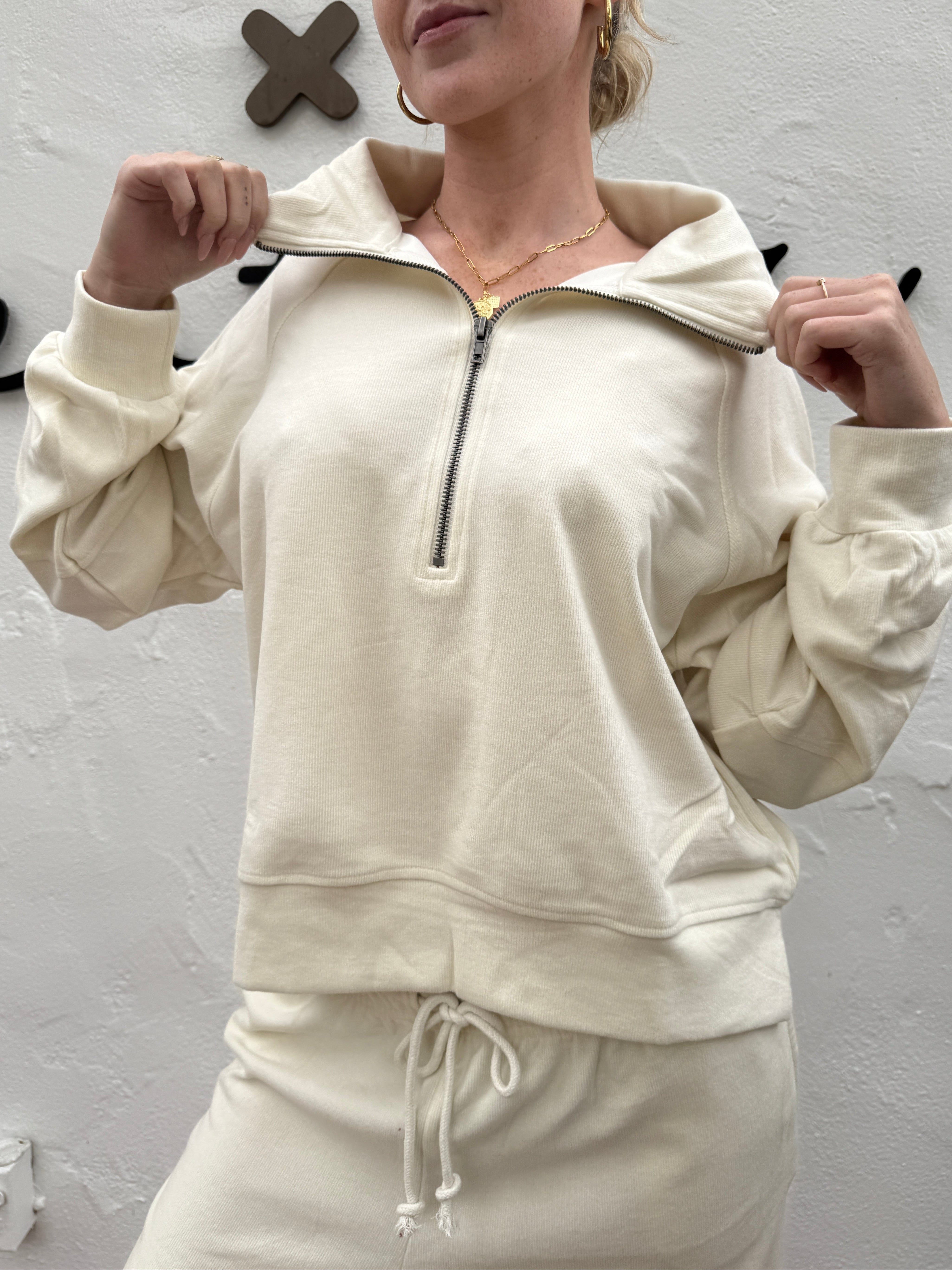 Cream Super Soft Half Zip
