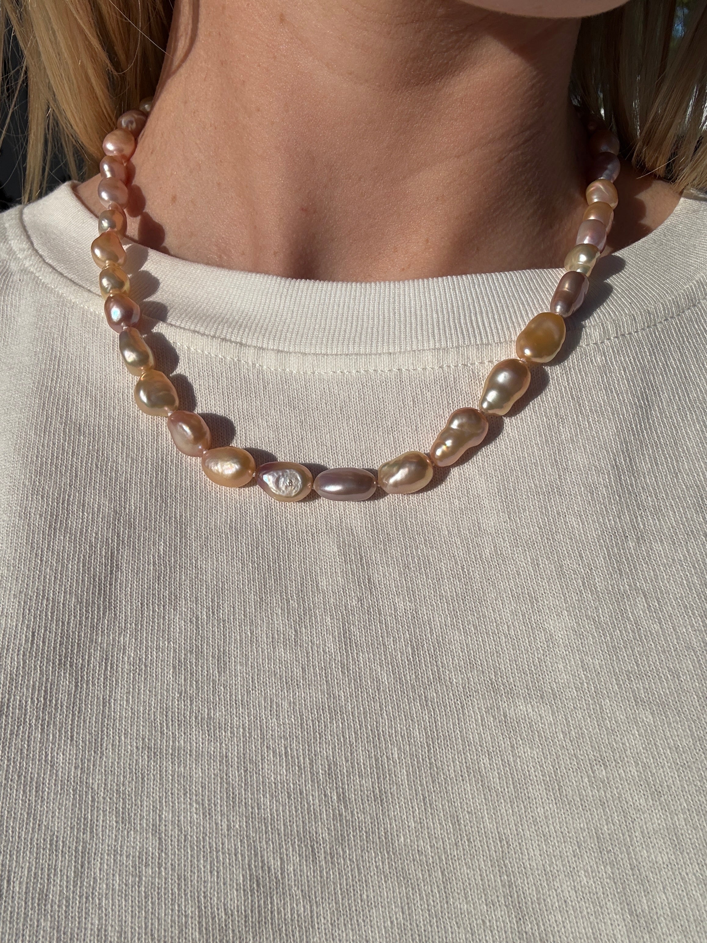 Pink/Mixed Baroque Pearl Strand A6