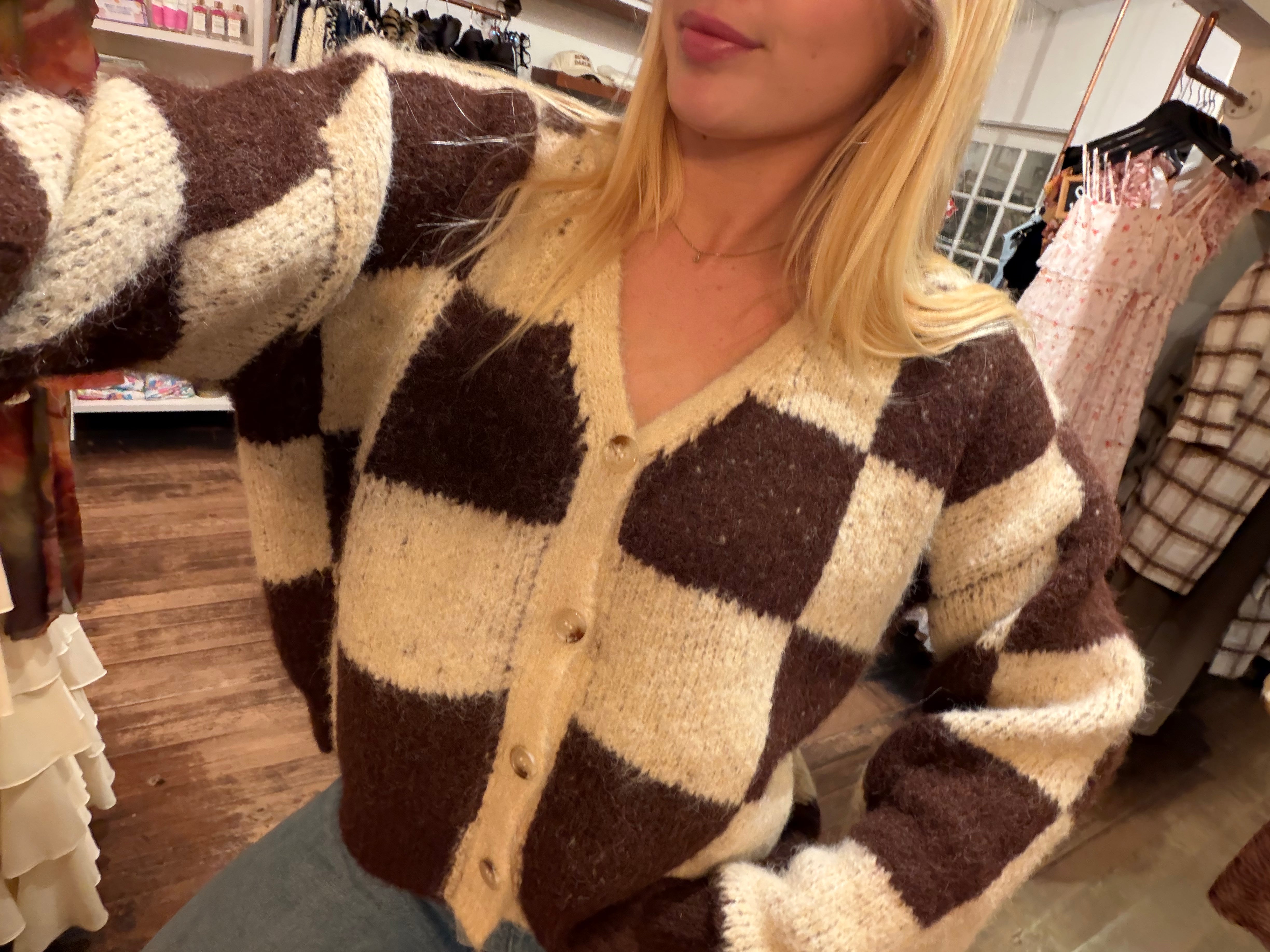 Brown Checkered Sweater