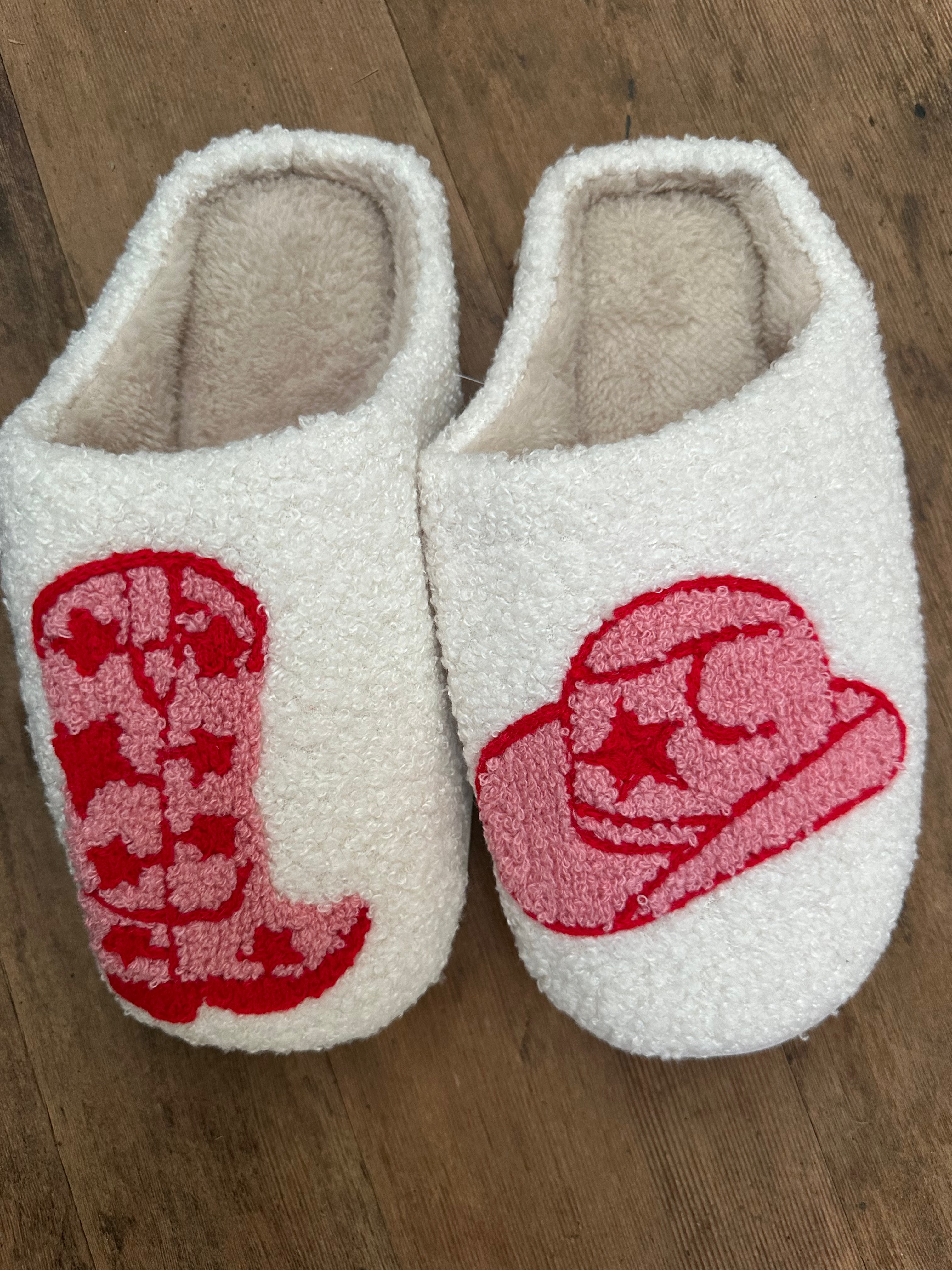 Pink Star Cowgirl Slippers