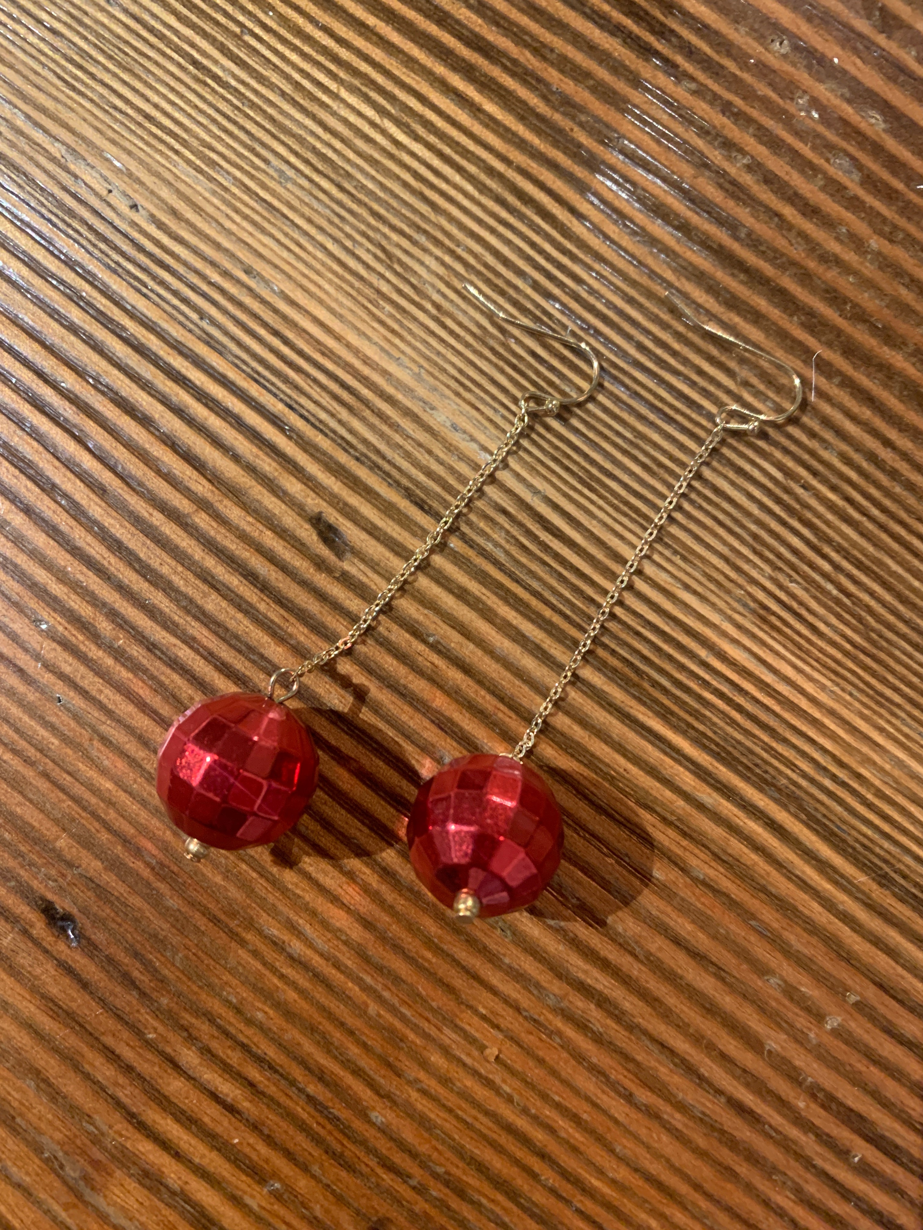Red Disco Earrings