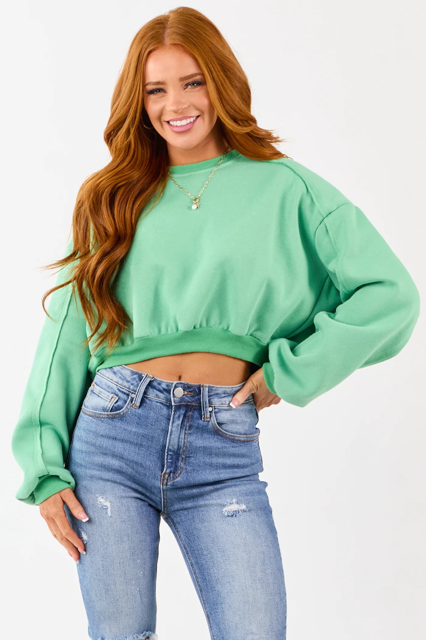 Kelly Green Crop Sweatshirt