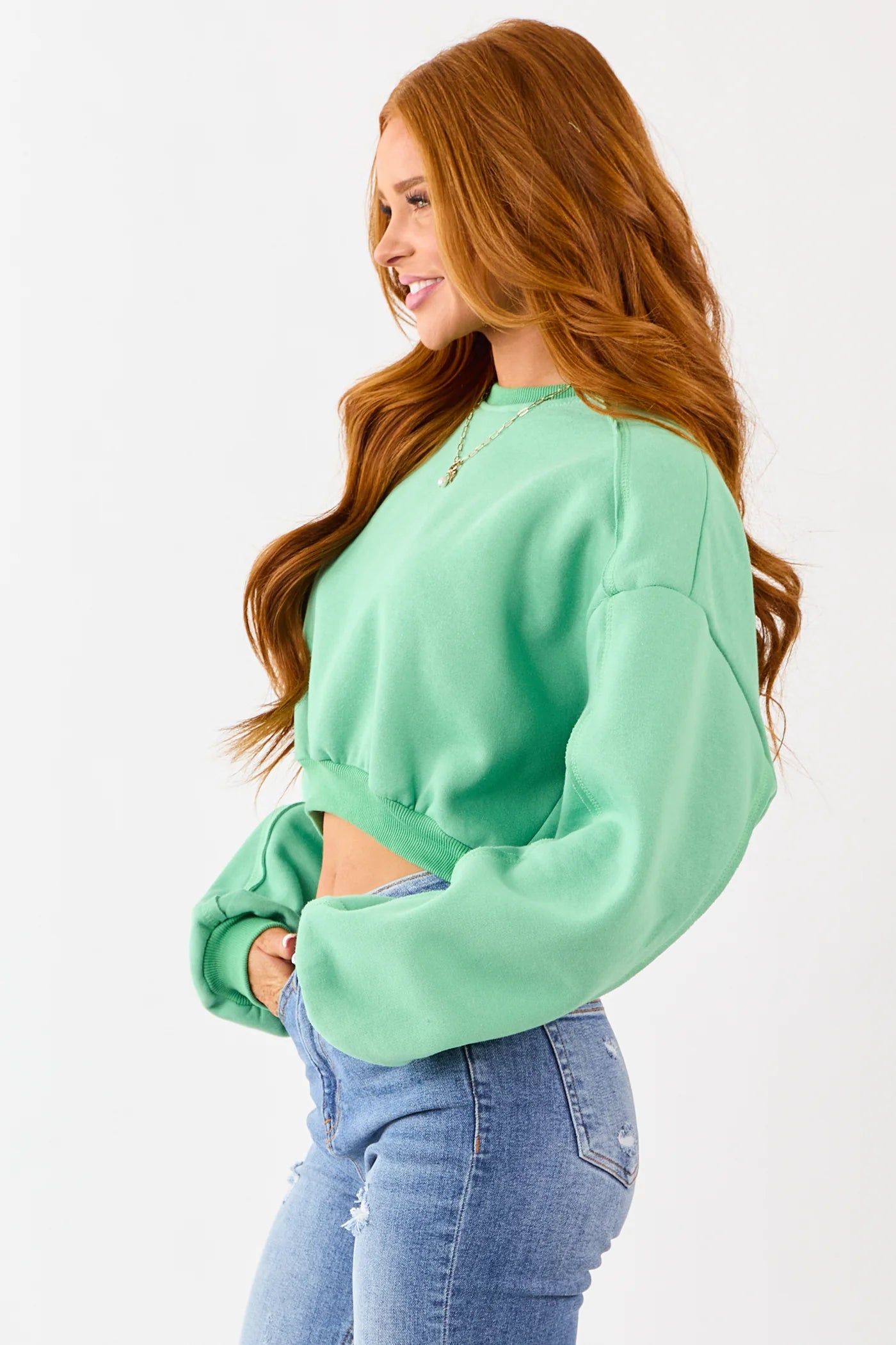 Kelly Green Crop Sweatshirt