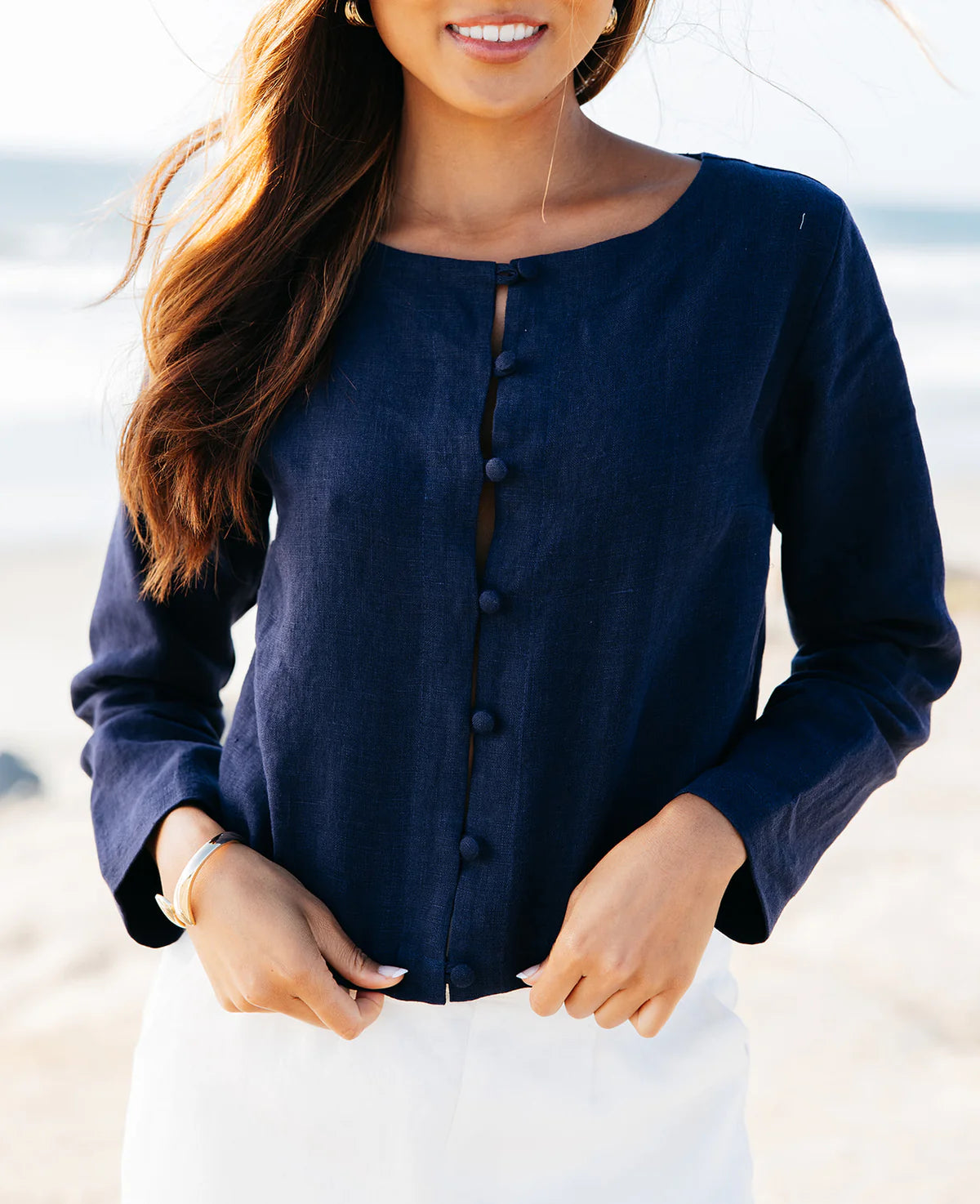 Navy Bessette Linen