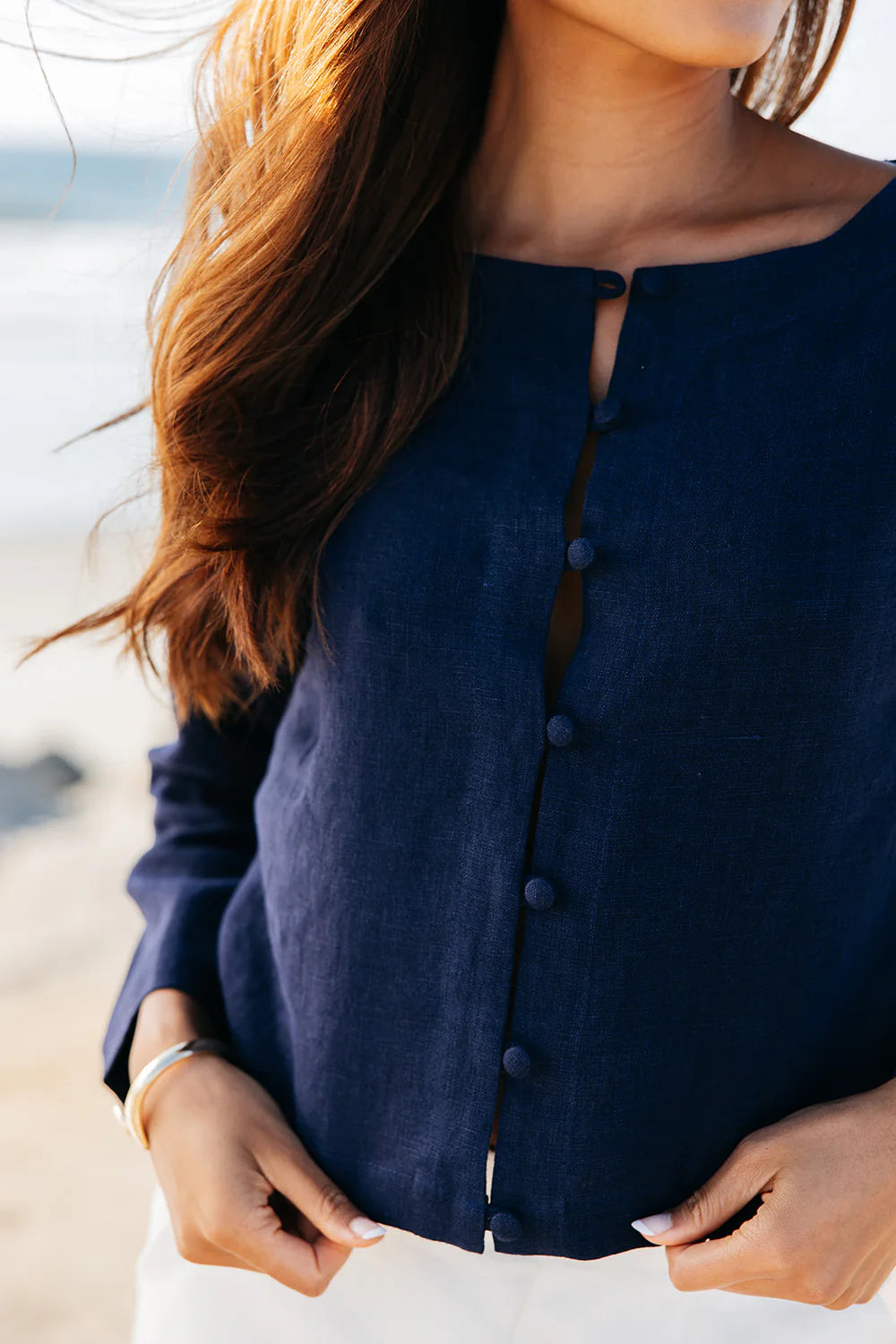 Navy Bessette Linen