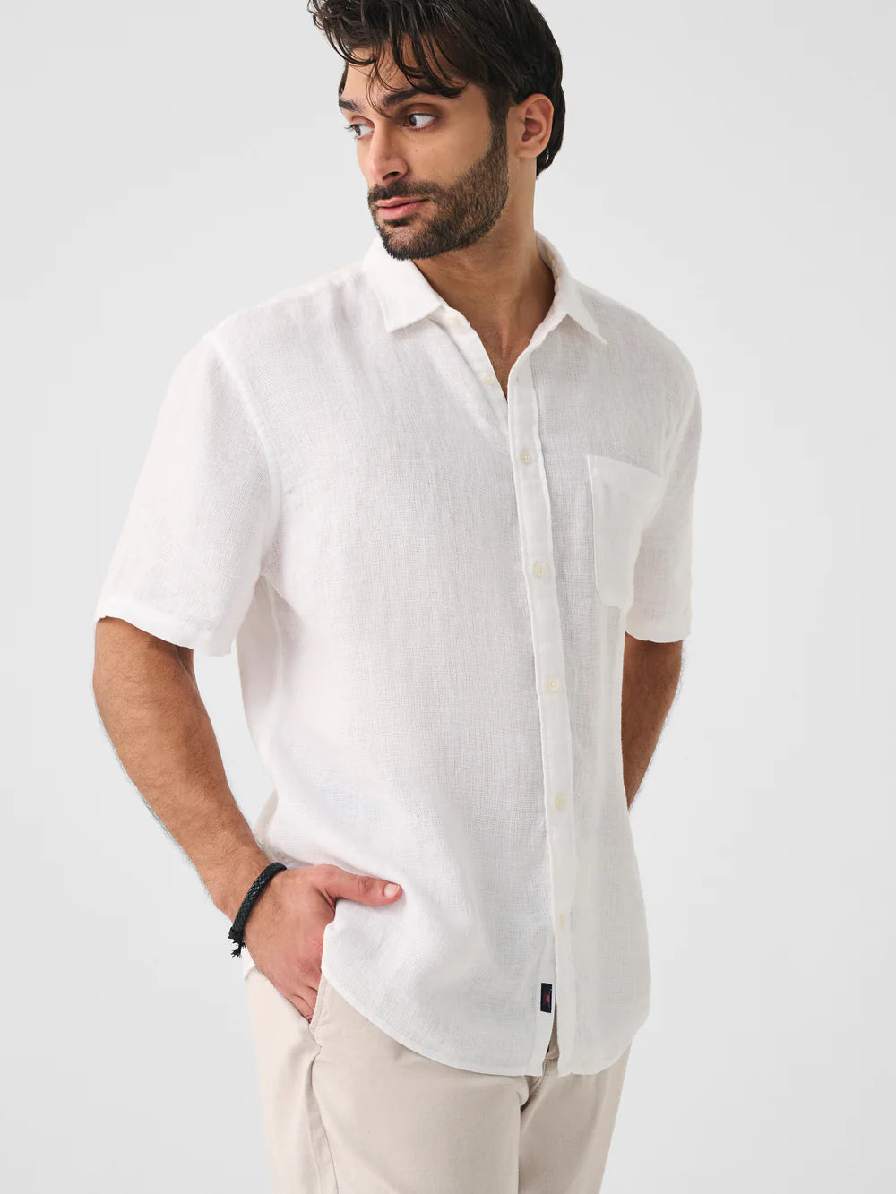Bright White Linen Laguna SS Shirt
