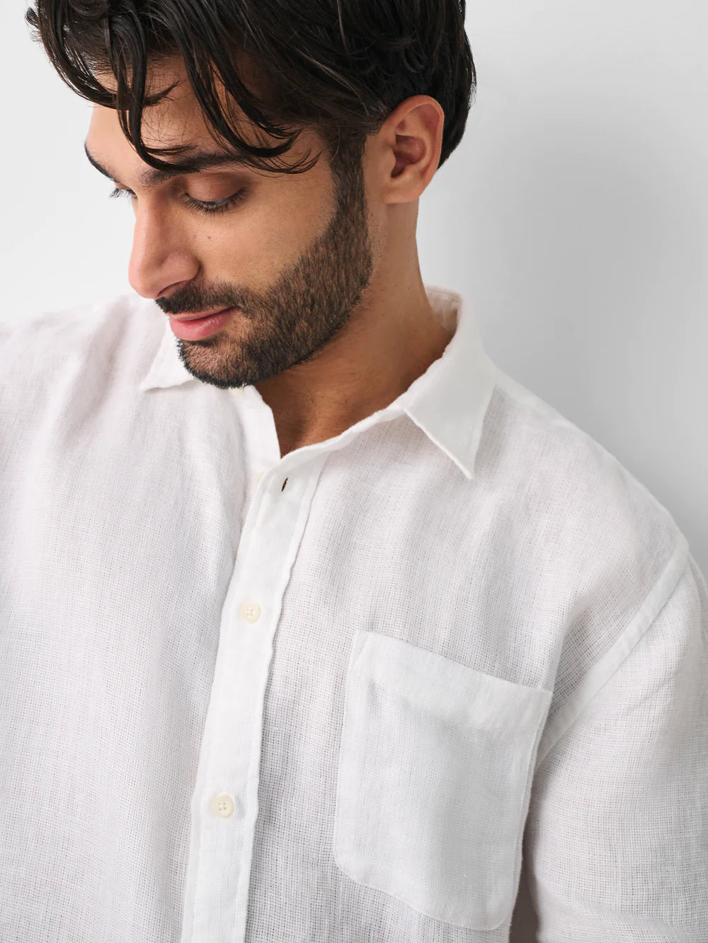 Bright White Linen Laguna SS Shirt