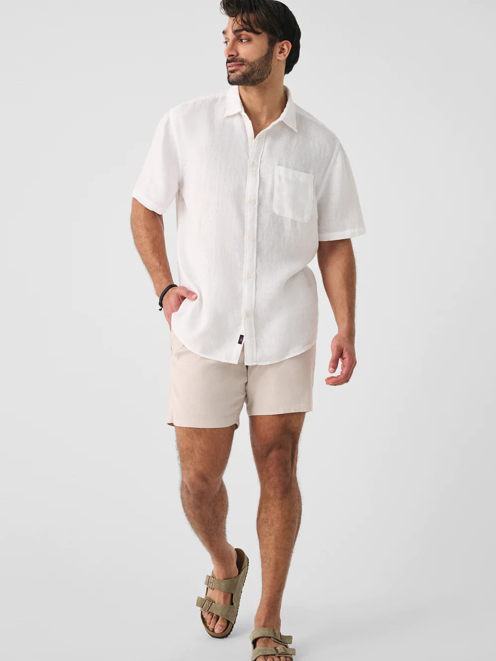 Bright White Linen Laguna SS Shirt