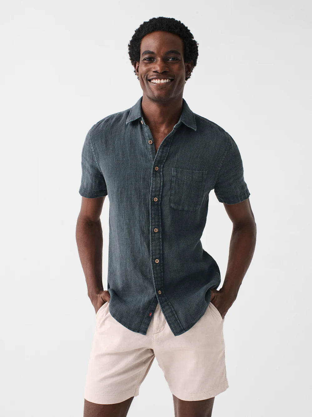 Washed Black Linen Laguna SS Shirt
