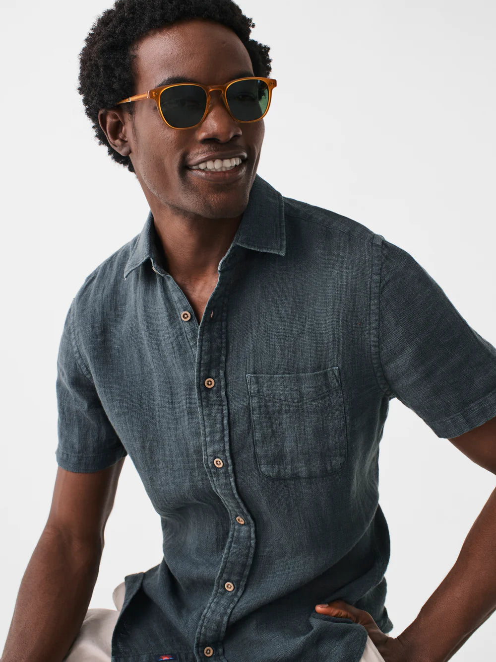 Washed Black Linen Laguna SS Shirt