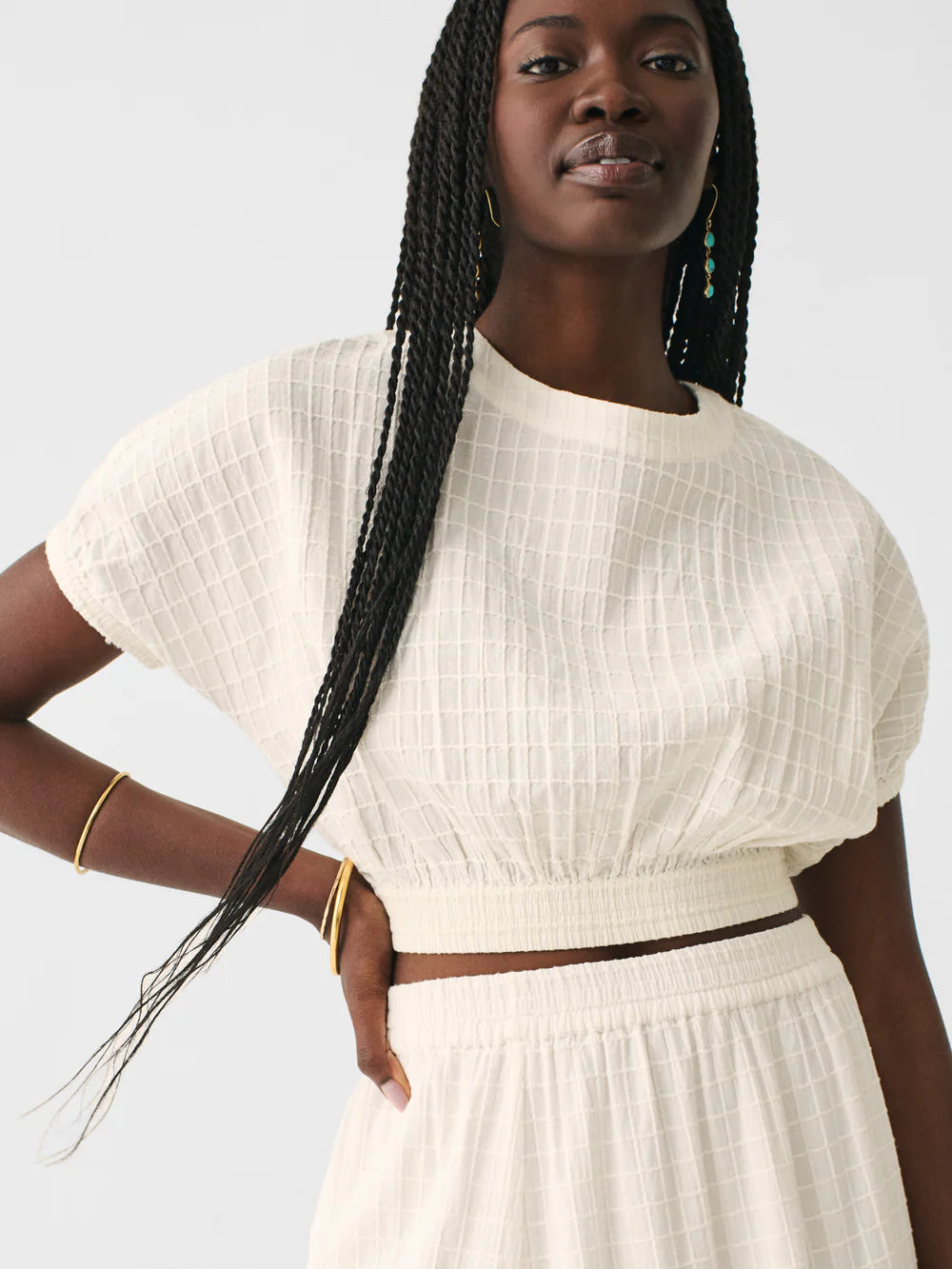 Cream Cala Windowpane Top