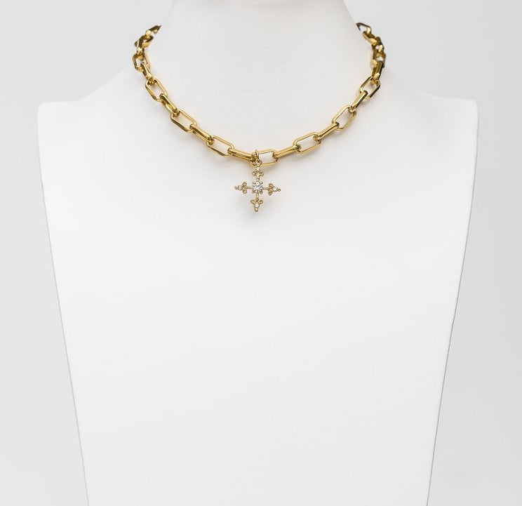 Santa Crystal Cruz Necklace
