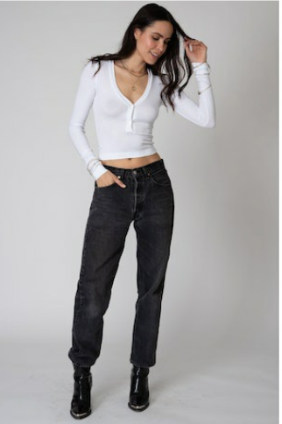 White Crop Henley