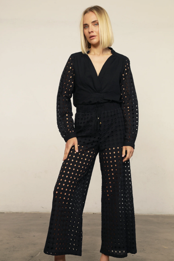 Black Eyelet Costa Blouse