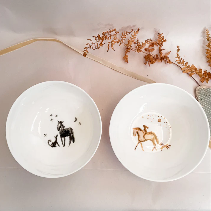 Horse & Rider Porcelain Bowls