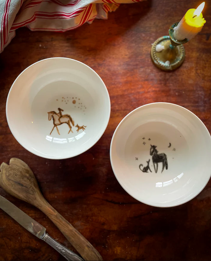 Horse & Rider Porcelain Bowls