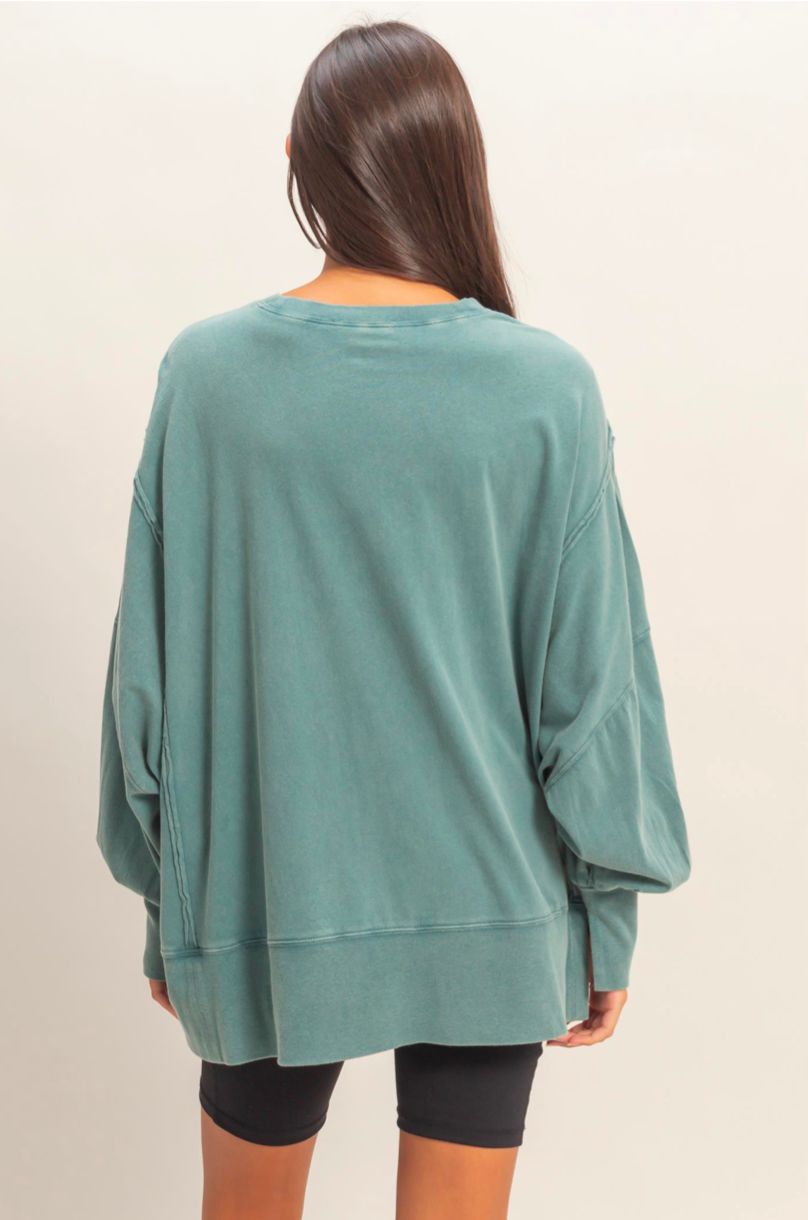 Dark Teal Oversized Seam Top
