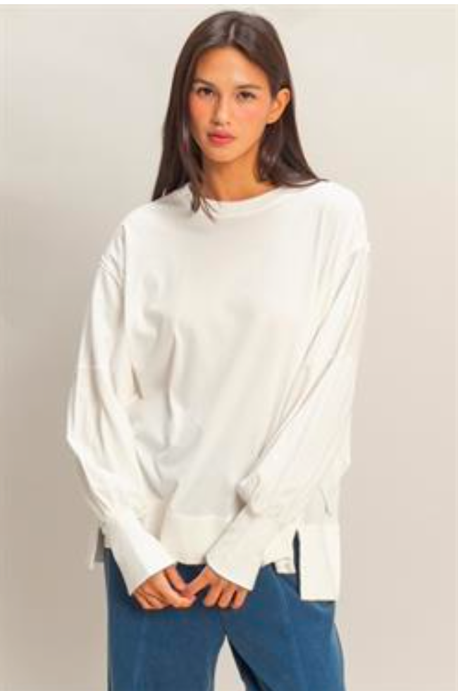 White Oversized Seam Top