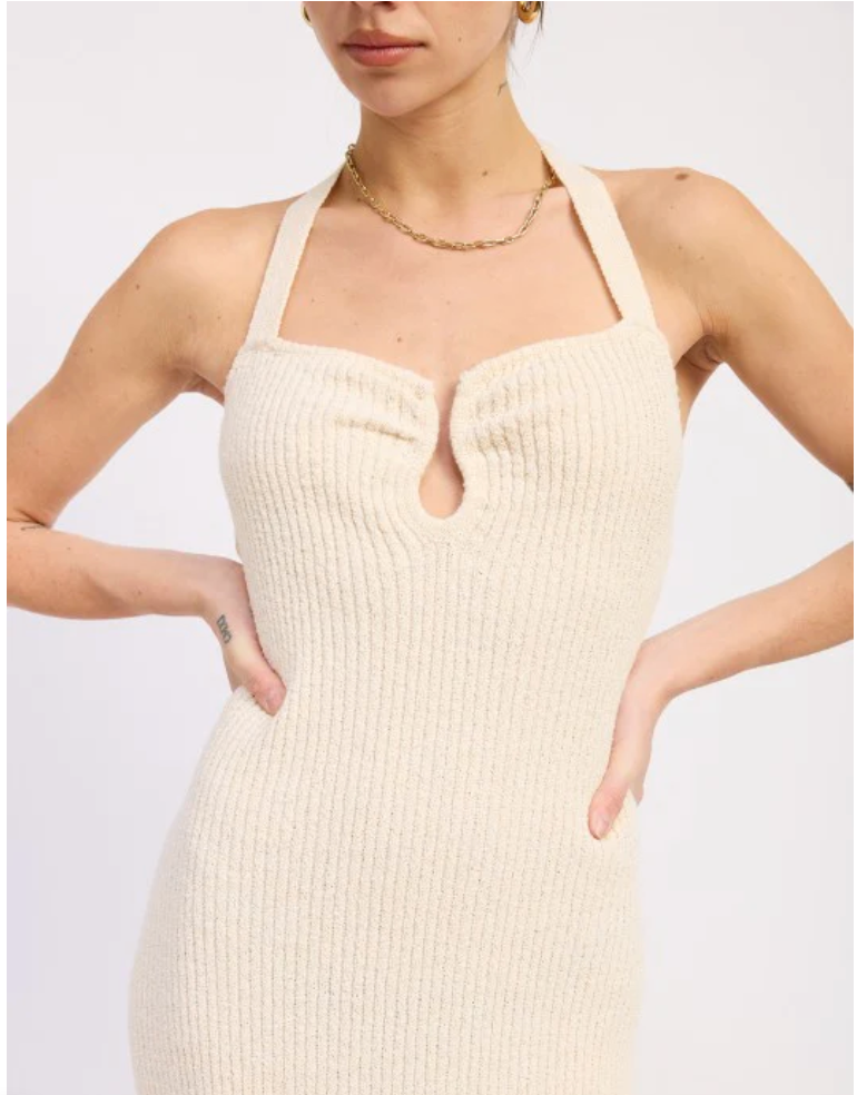 Ivory Halter Buckle Midi