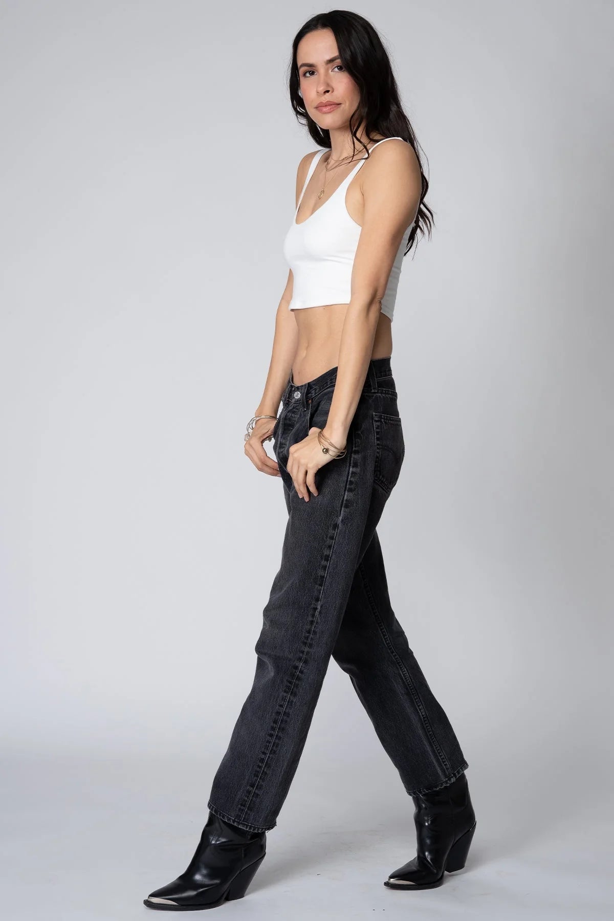 White Double Scoop Crop Tank