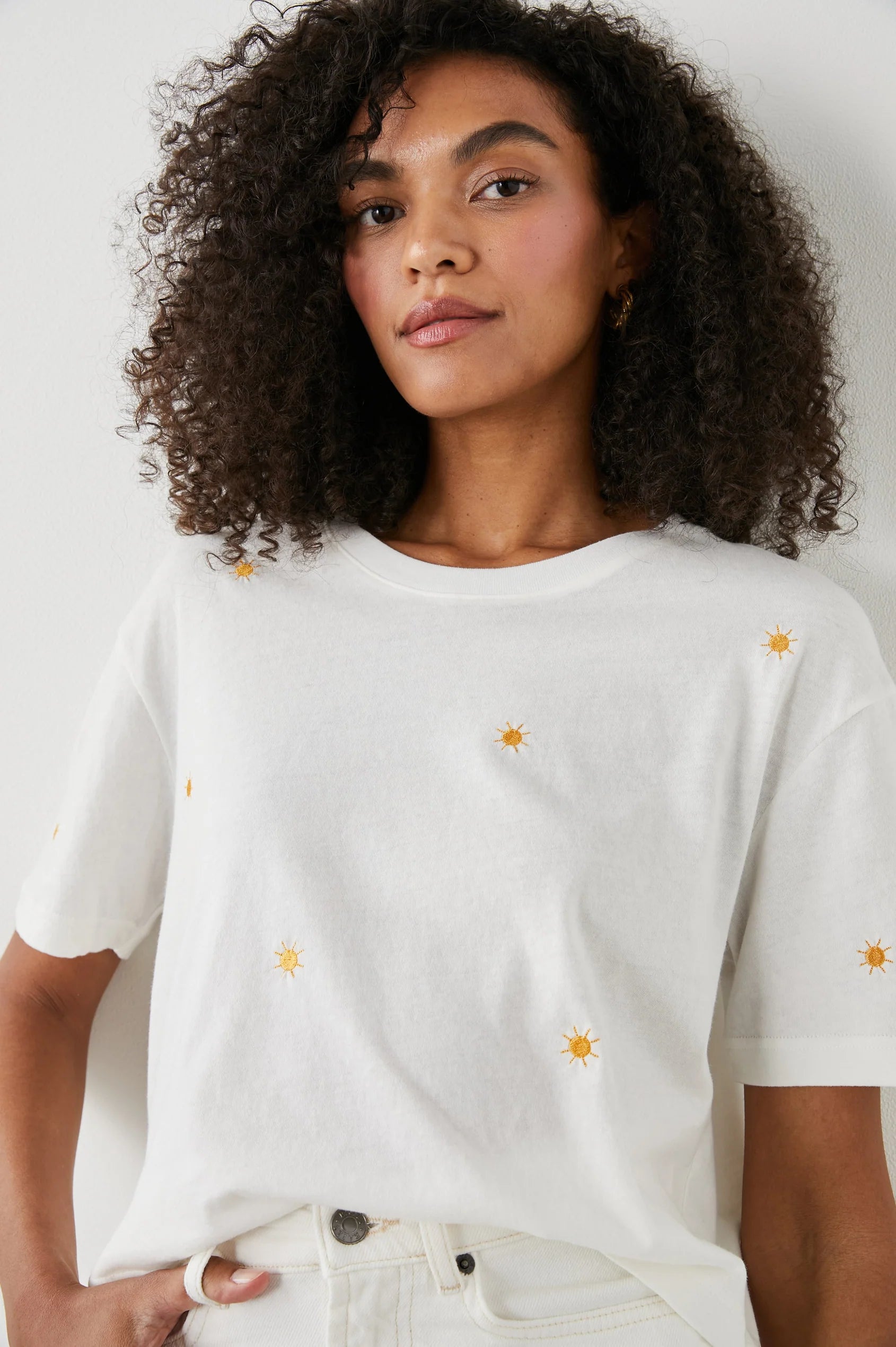 Embroidered Suns Boxy Crew