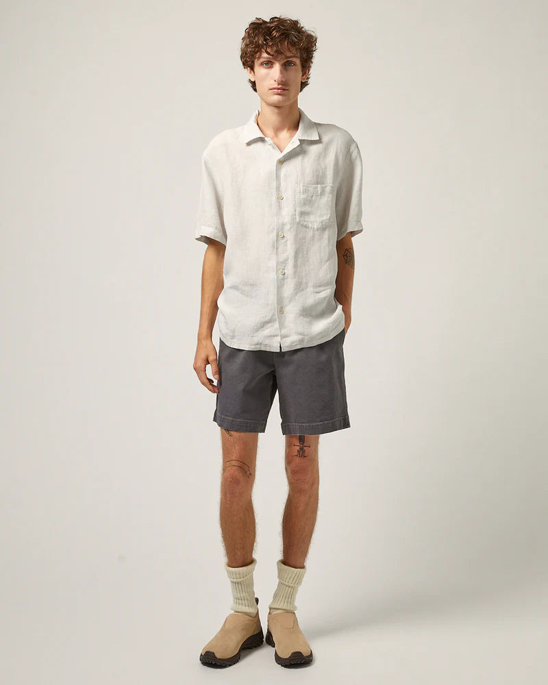 Grey Linen Stripe Camp