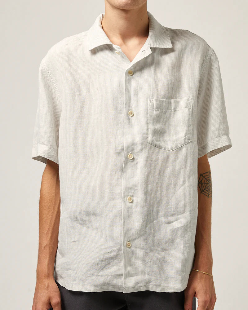Grey Linen Stripe Camp