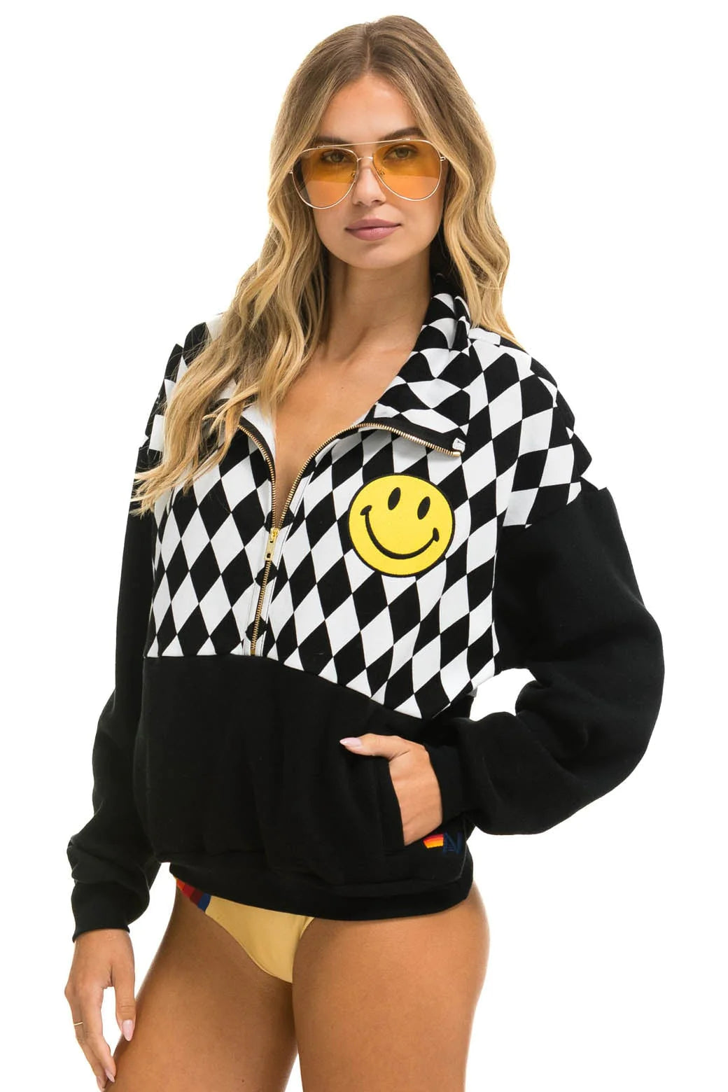 Diamond Smiley Half Zip Sweatshirt