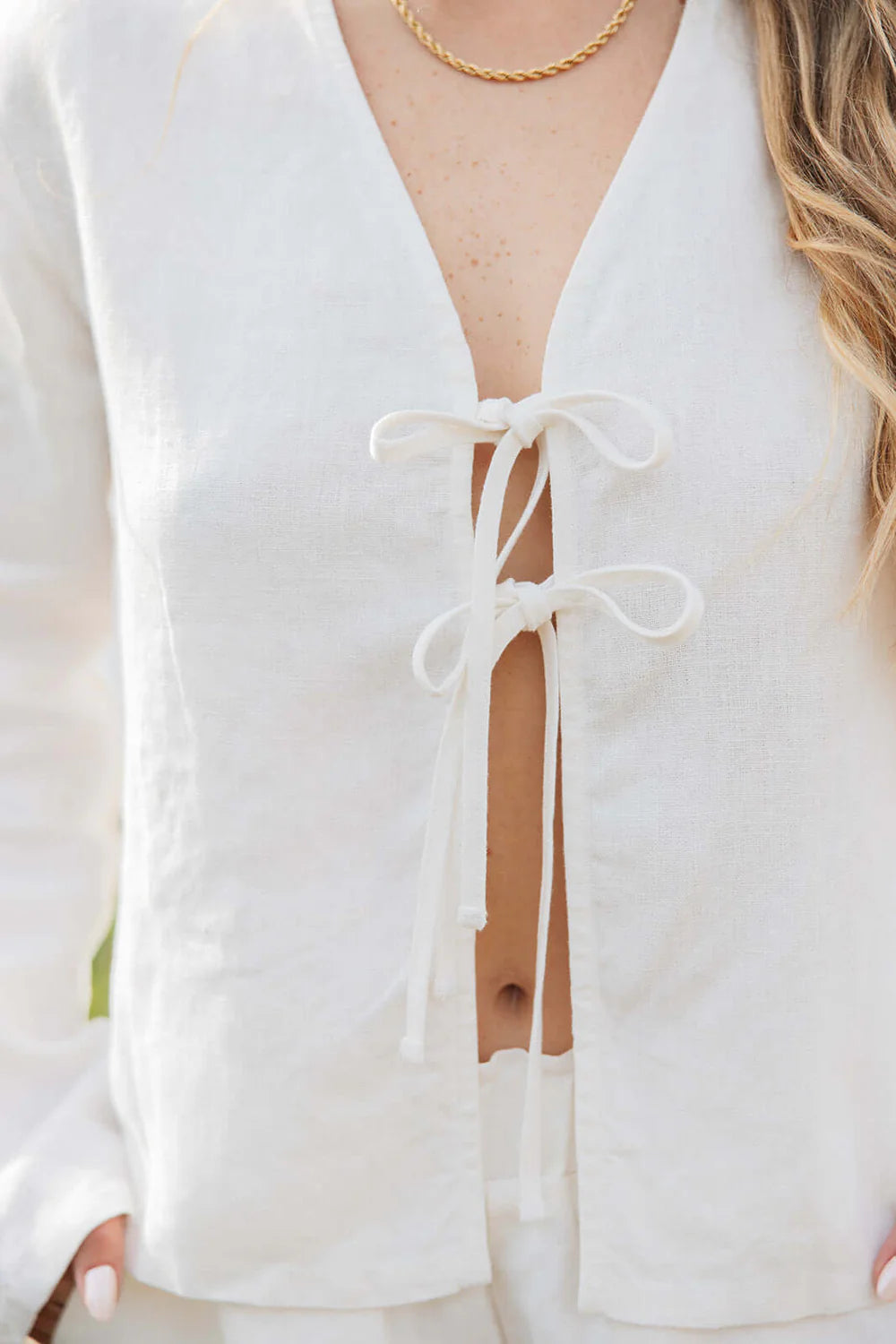 White Keaton Tie Top