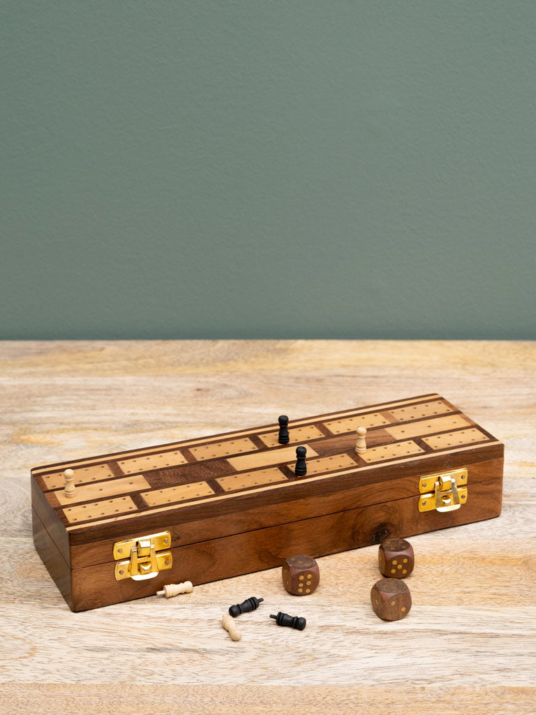 Wooden Cribbage Game Box