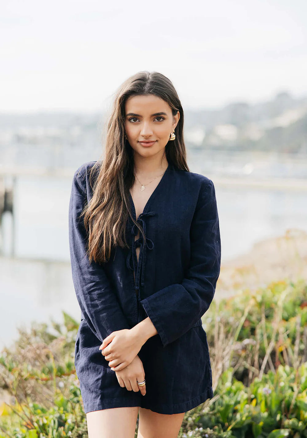 Navy Keaton Tie Top