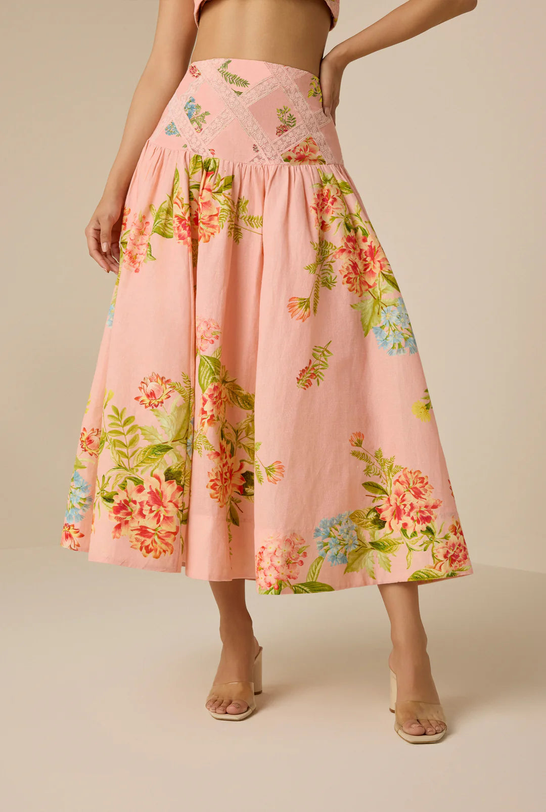 Peach Dhun Midi Skirt