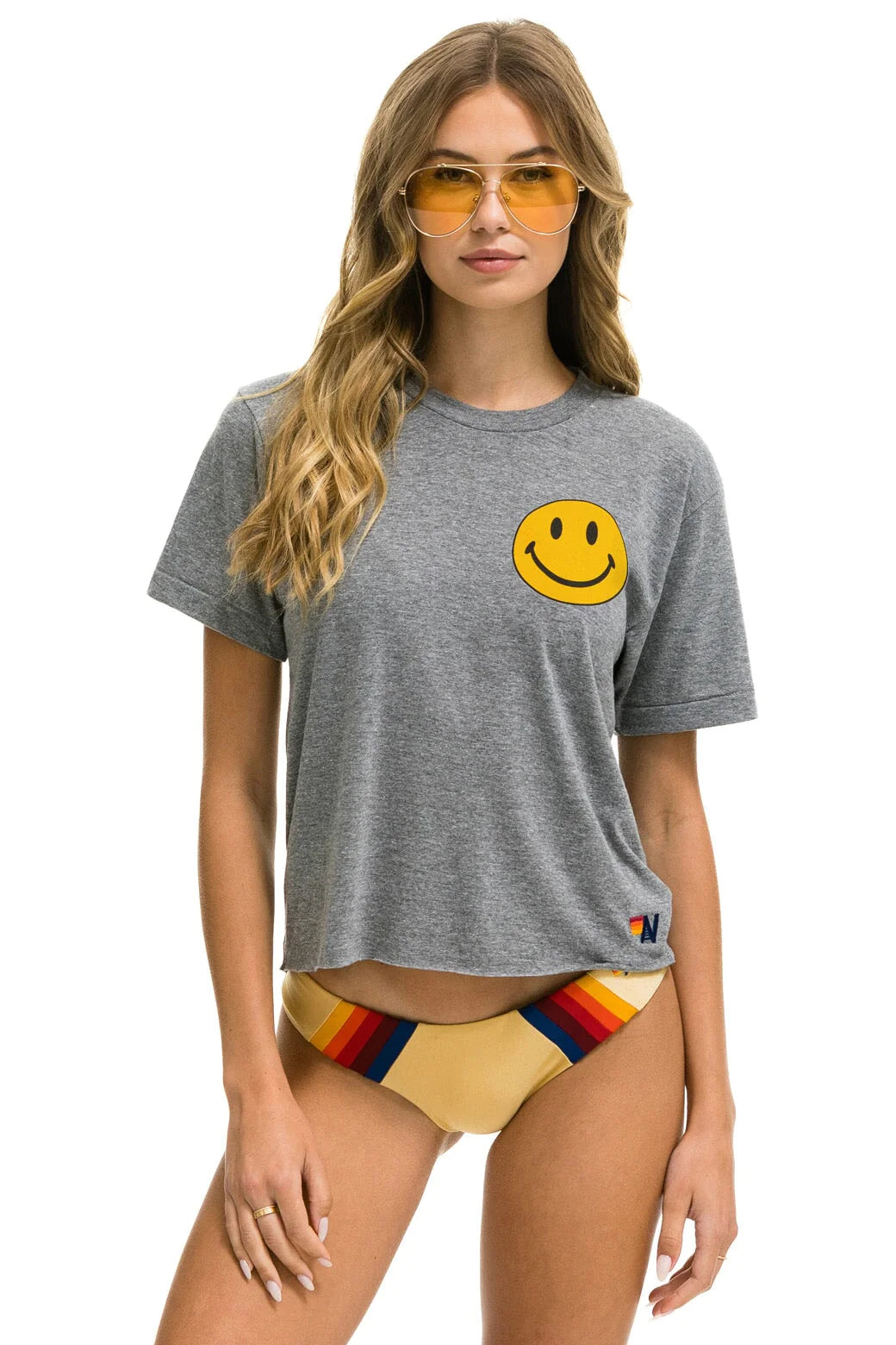 Heather Grey Smiley 2 Boyfriend Tee