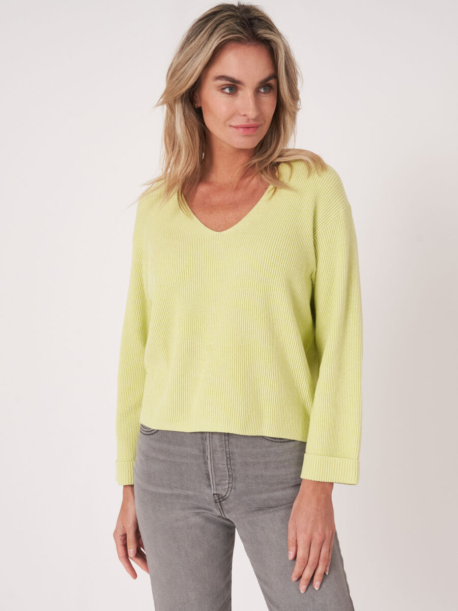 Soda Cotton Blend Ribbed Sweater repeat sweater pullover