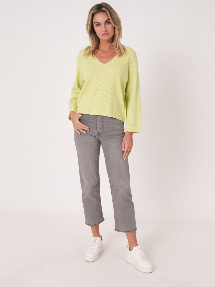 Soda Cotton Blend Ribbed Sweater repeat sweater pullover
