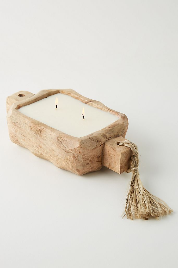 Small Grapefruit Pine Driftwood Candle Tray