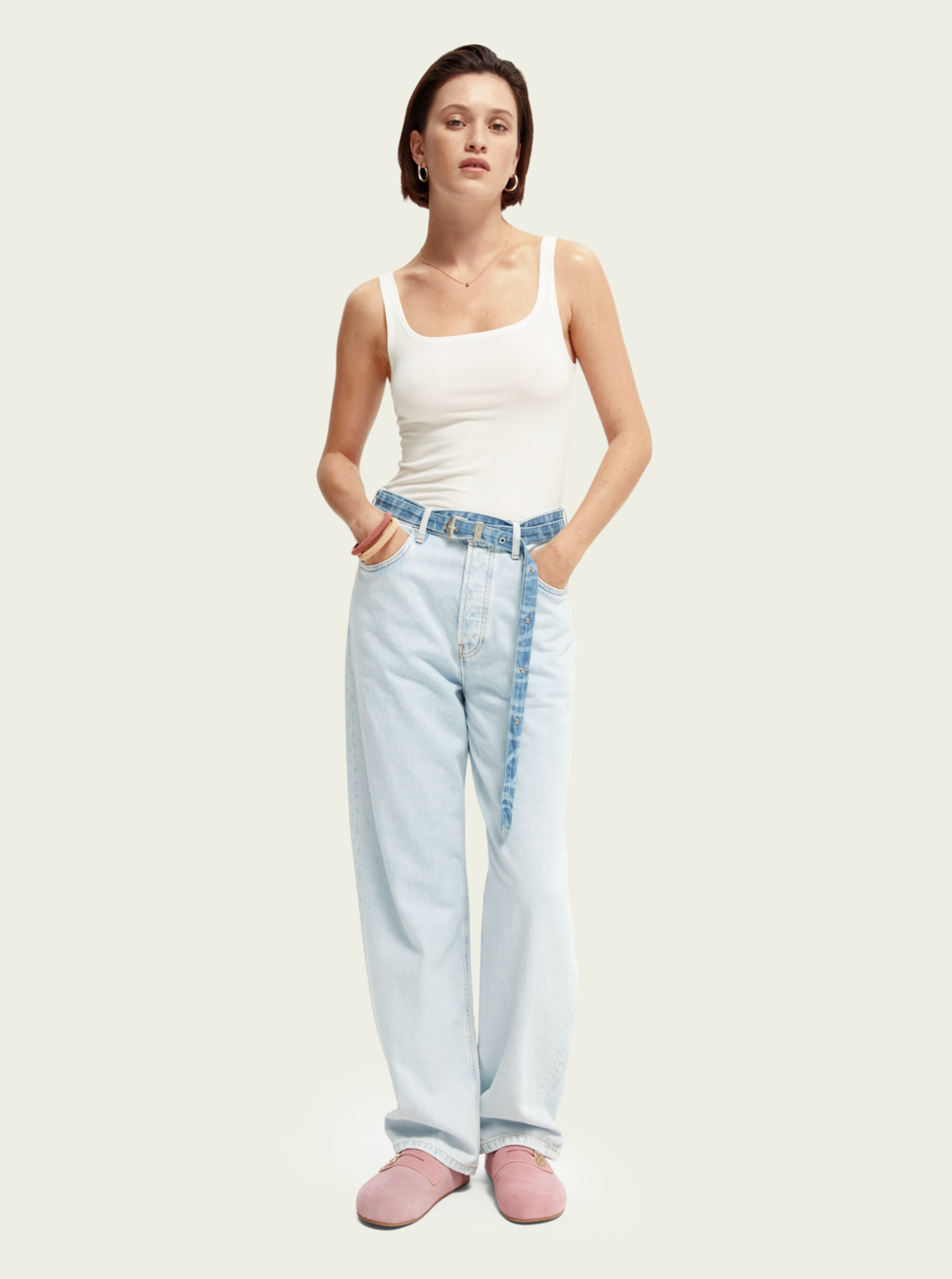 Rib Scoop Tank Off White