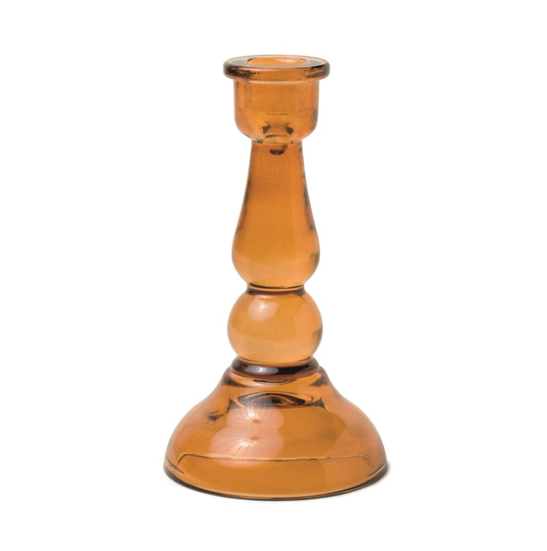 Tall Glass Taper Holder Amber