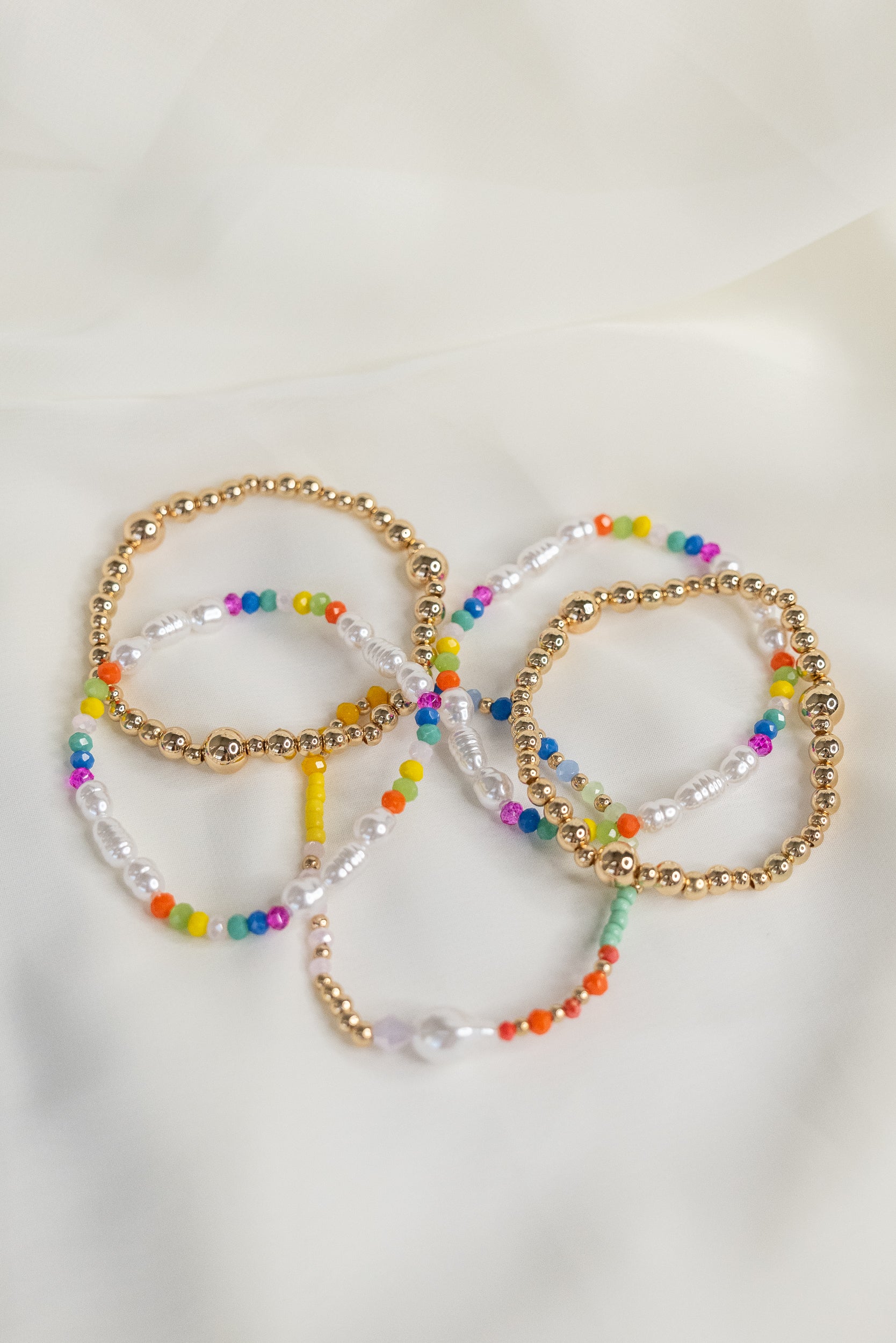 Chunky Rainbow Pearl Bracelet Set