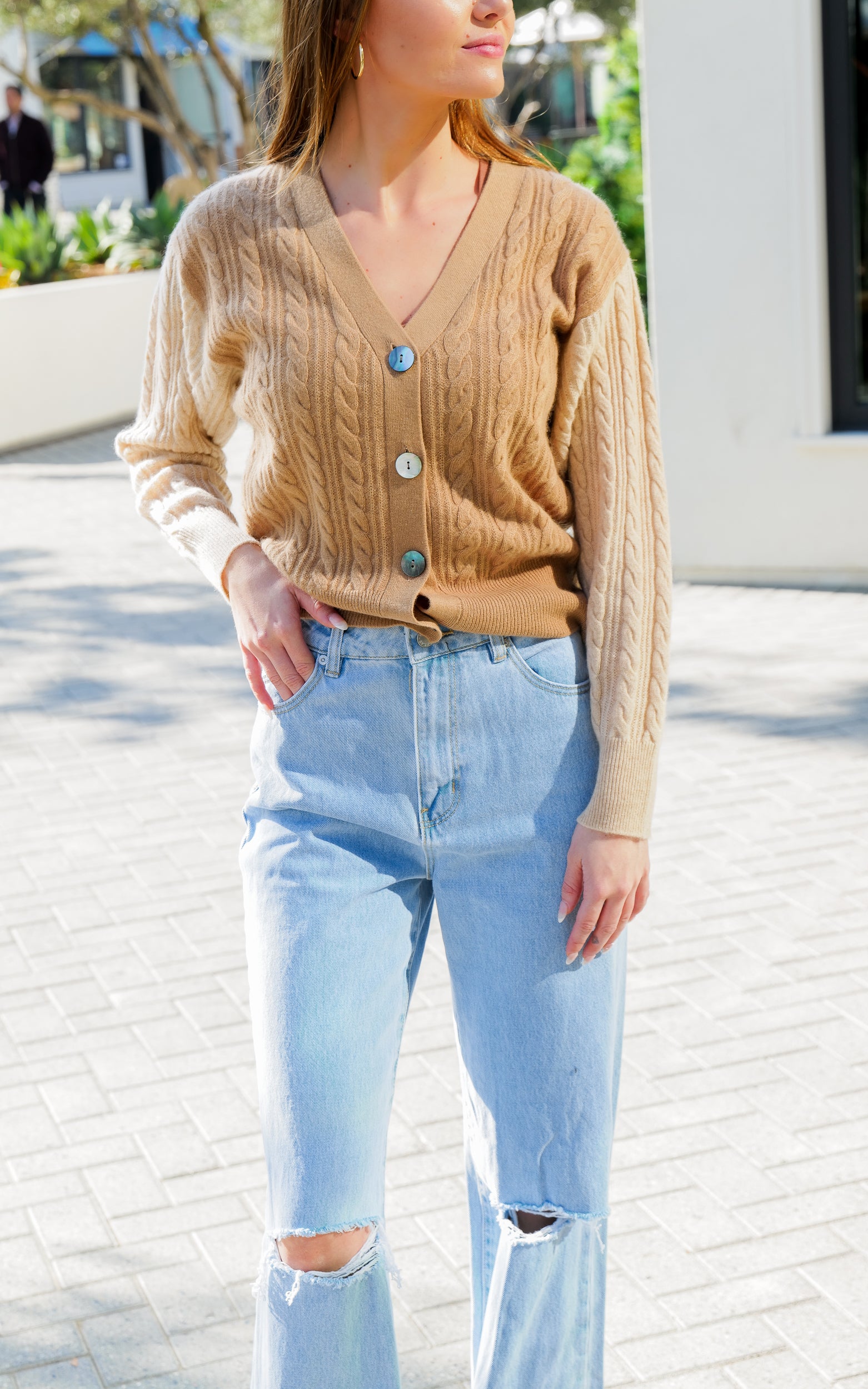 Capri Cable Cardi Camel