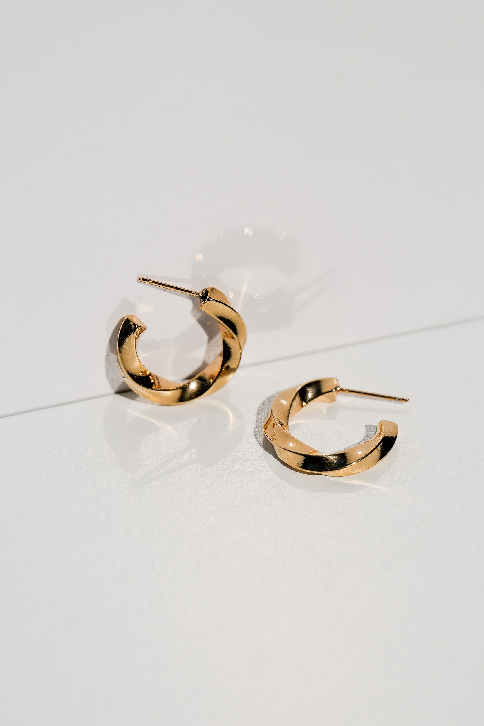 Gold Medium Twisted Hoops