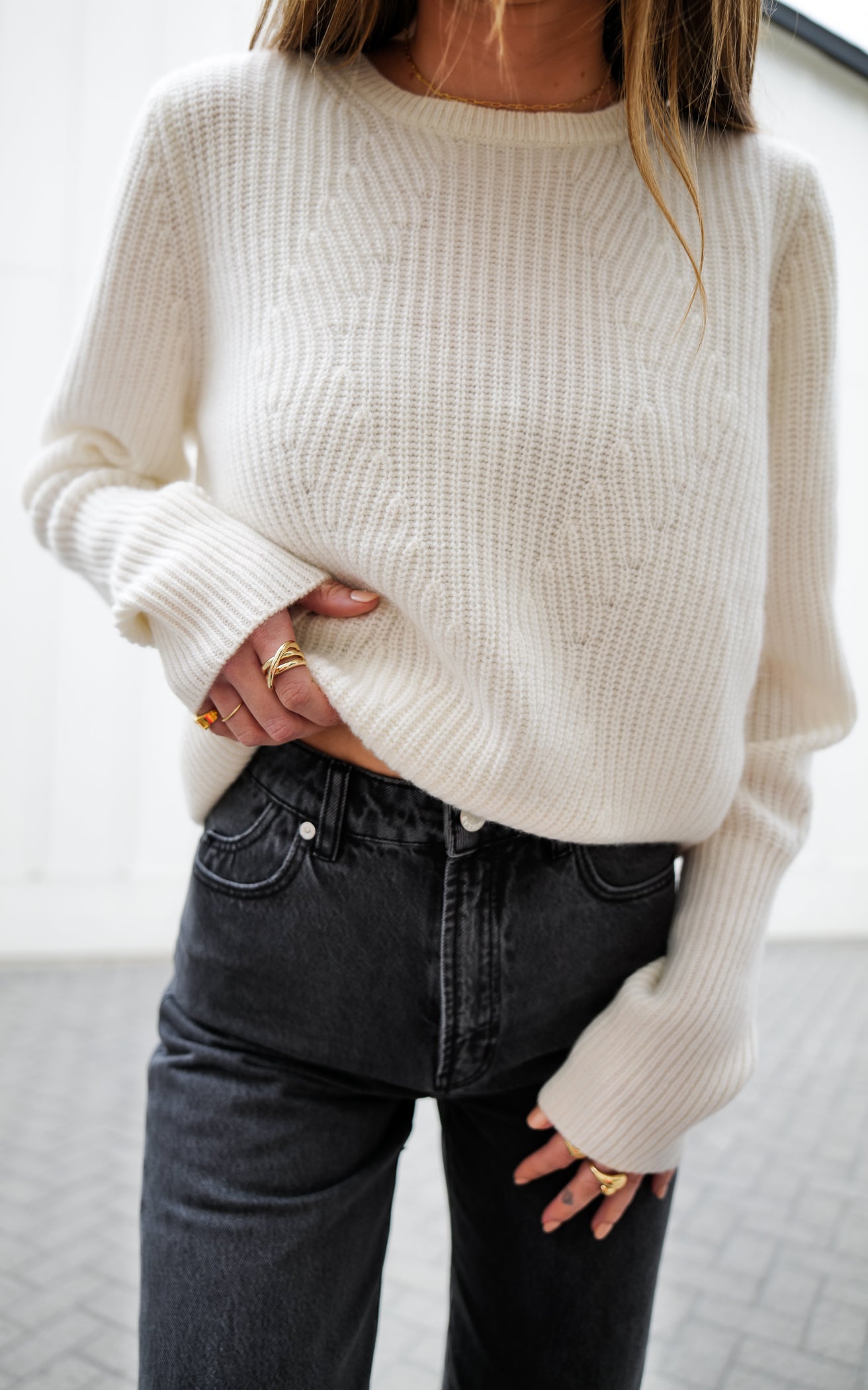 Cream Pointelle Sweater