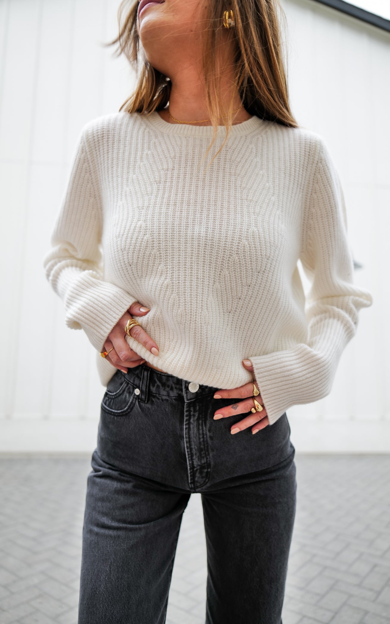 Cream Pointelle Sweater