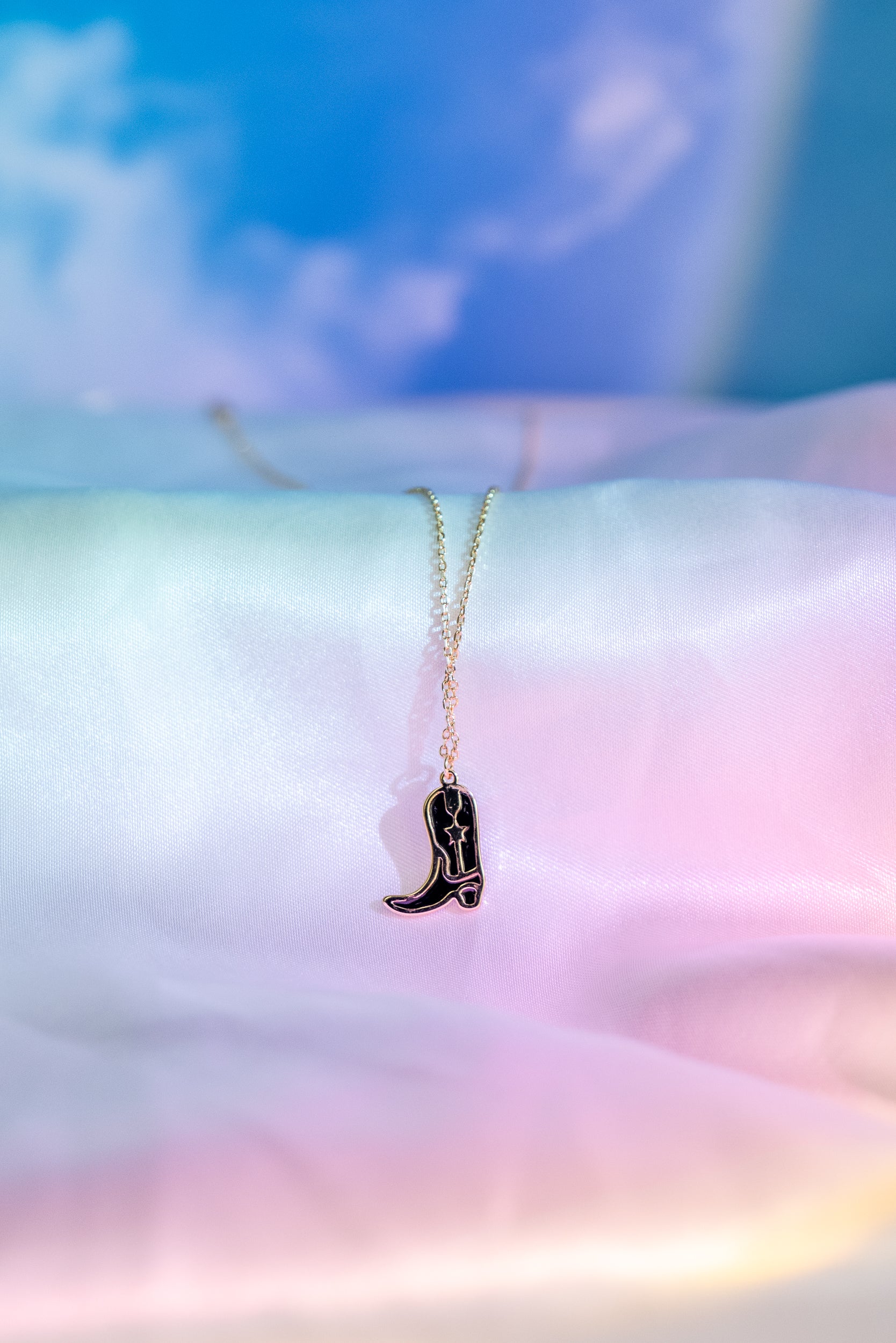 Black Cowboy Boot Necklace