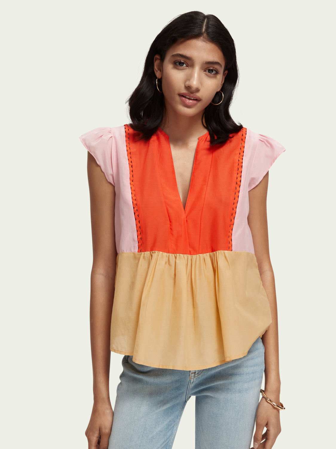Silk Colorblock Top