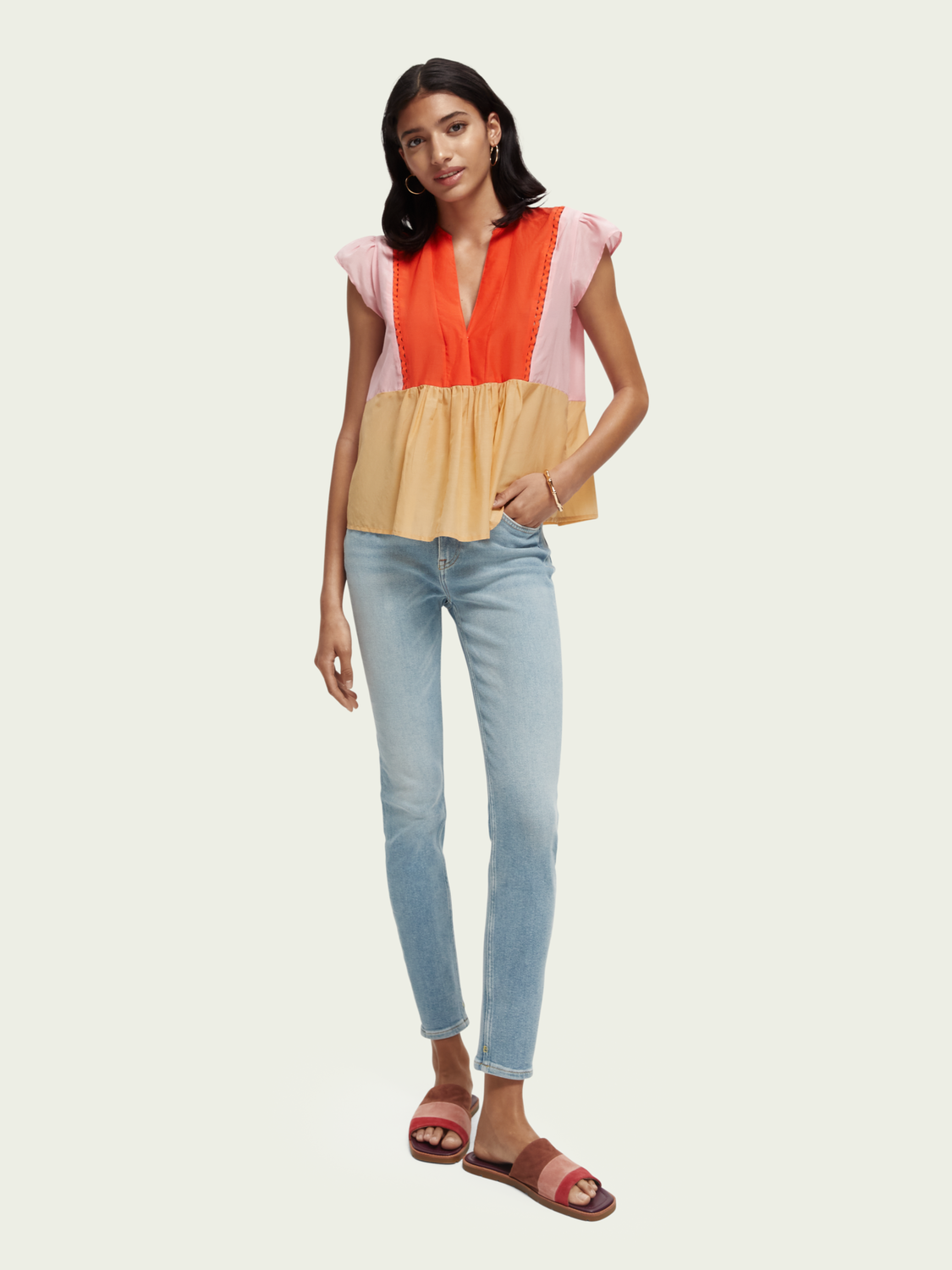 Silk Colorblock Top