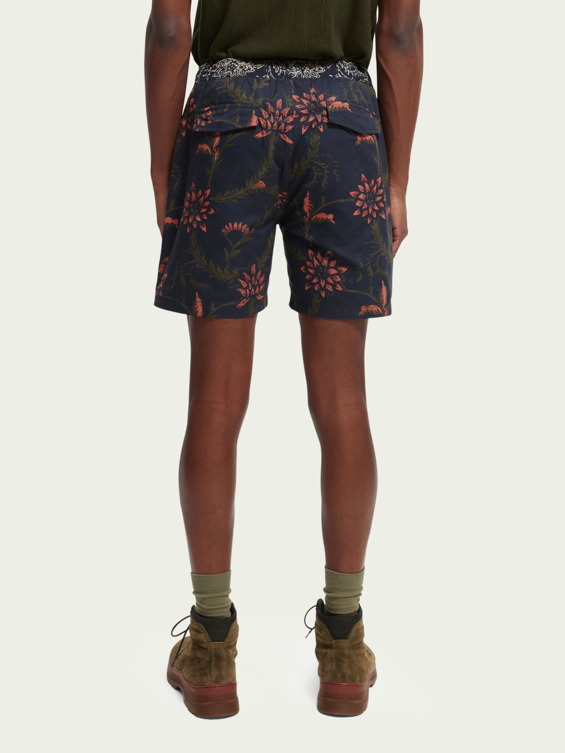 Navy Floral Swim Trunks