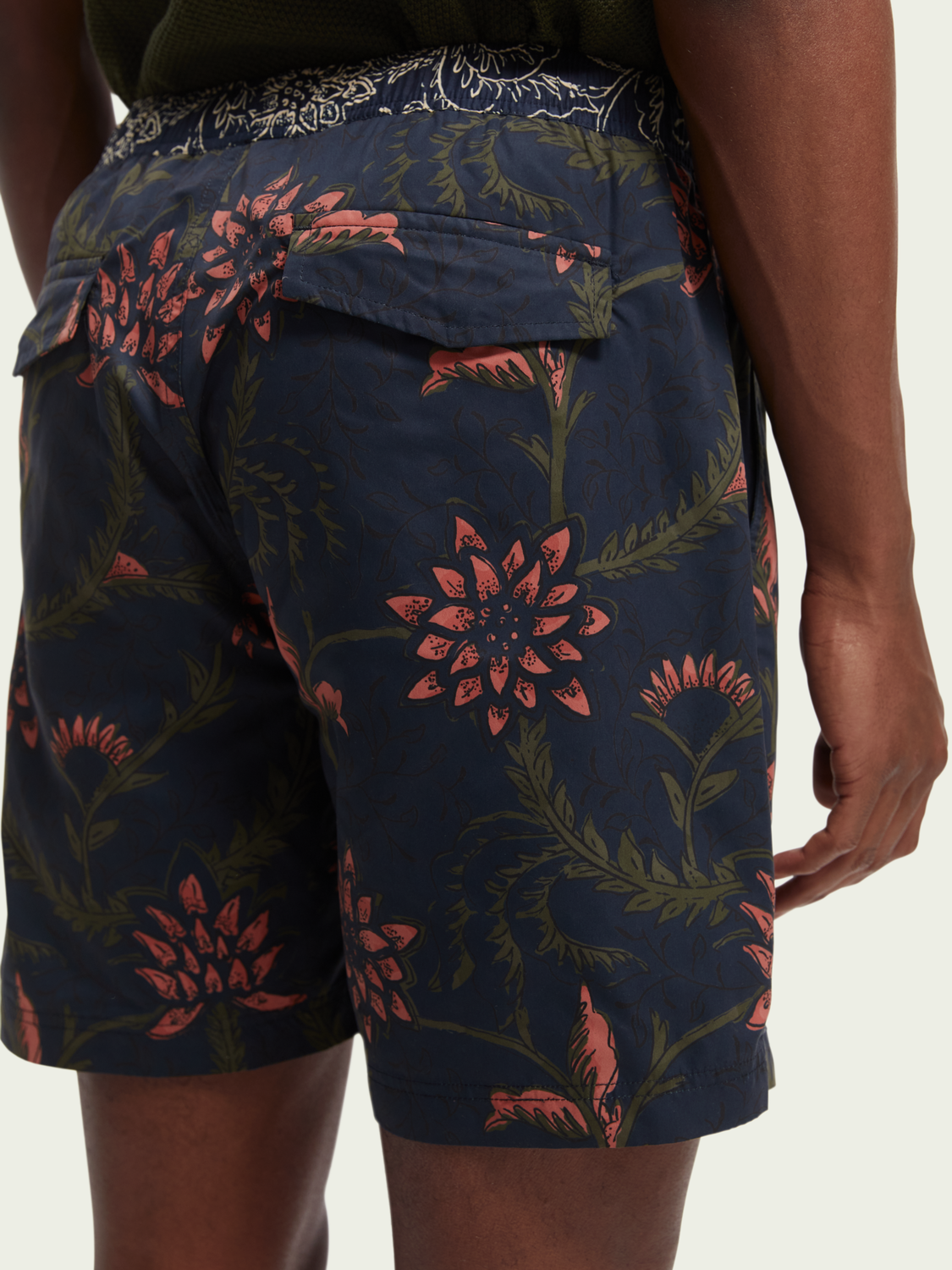 Navy Floral Swim Trunks